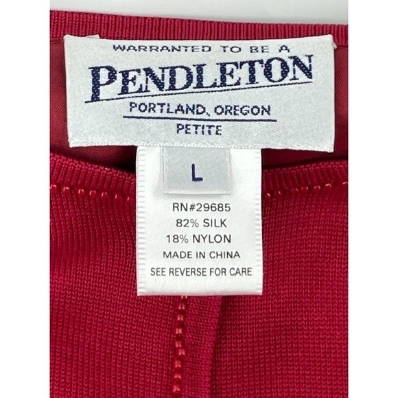 Pendleton Women's Red Knit Long Sleeve Silk Cardigan Sweater Embroidered Beads L - Picture 5 of 12
